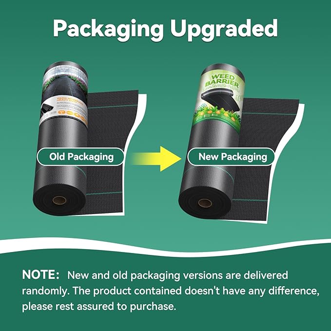 3ftx50ft Weed Barrier Landscape 3.2oz Fabric Heavy Duty, Woven Weed Control Cloth, Woven Geotextile Fabric for Underlayment, Gardening Ground, Commercial Driveway Weed Block Cover Mat