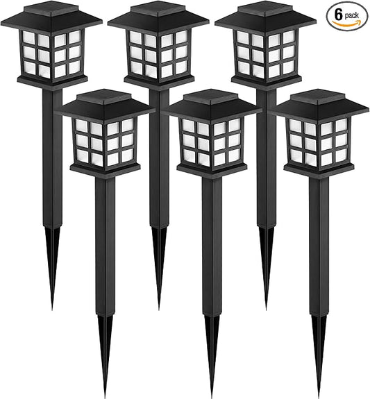 GIGALUMI Solar Outdoor Lights，6 Pack LED Solar Lights Outdoor Waterproof, Solar Walkway Lights Maintain 10 Hours of Lighting for Your Garden, Landscape, Path, Yard, Patio, Driveway