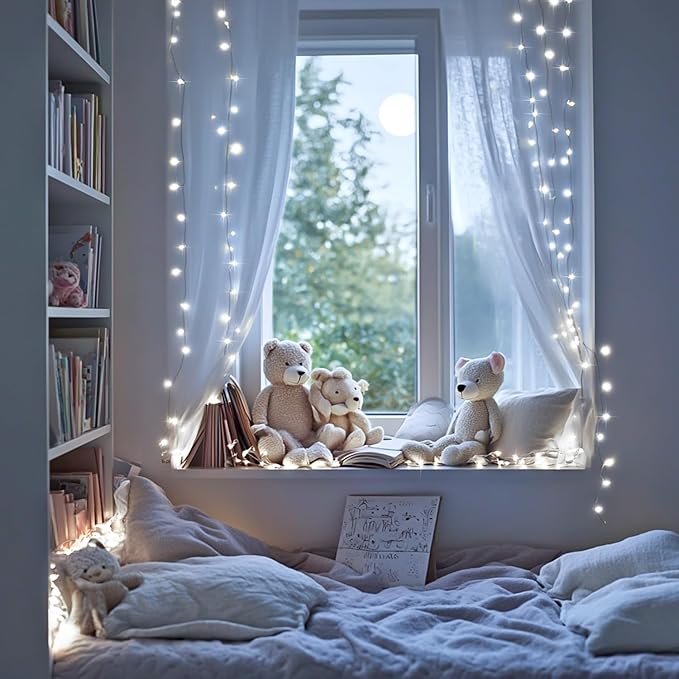 JMEXSUSS 250 LED White String Lights Outdoor Waterproof, 91.5ft Extendable Green Wire Twinkle Christmas Tree Lights, 8 Modes White Christmas Light Indoor for Wedding Party Garden Patio Decorations