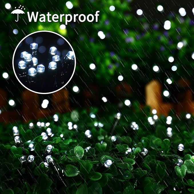 JMEXSUSS 250 LED White String Lights Outdoor Waterproof, 91.5ft Extendable Green Wire Twinkle Christmas Tree Lights, 8 Modes White Christmas Light Indoor for Wedding Party Garden Patio Decorations