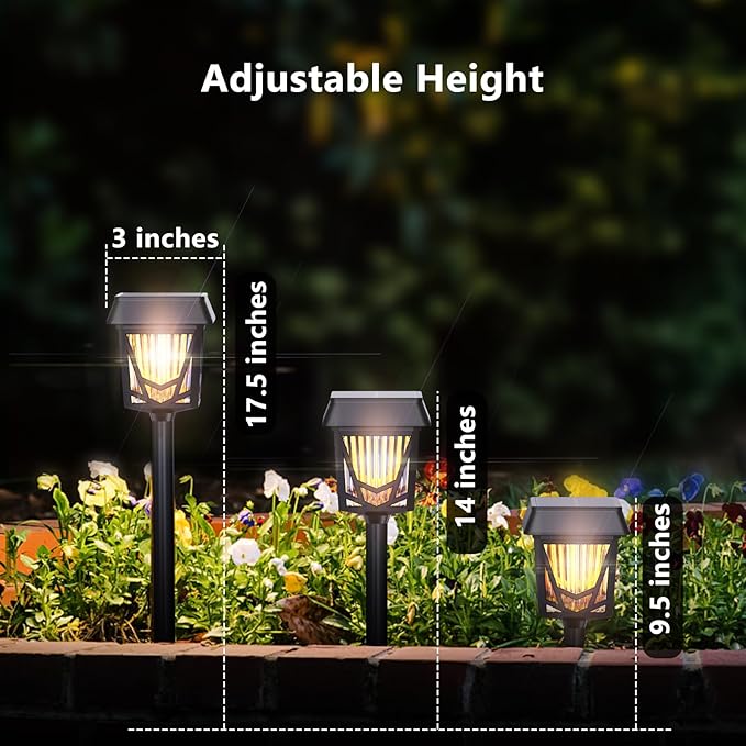 Raynic Solar Pathway Light, 6 Pack Pathway Lights Outdoor, USB-C Rechargable, Waterproof IPX6, 12H Long Lasting Solar Landscape Lights for Walkway Path Yard Lawn Decor, Warm White