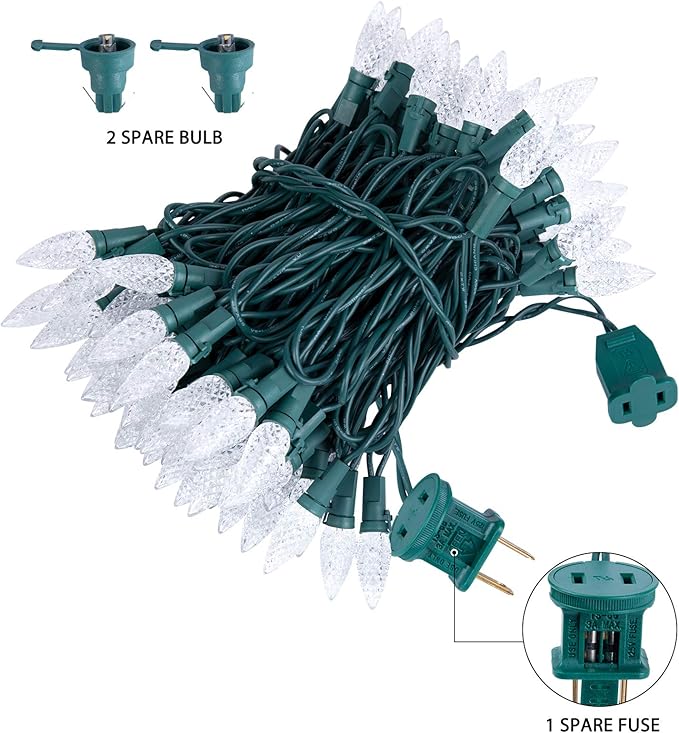 C6 LED Christmas String Lights, 33 Feet 100 LED Strawberry Lights Plug in, Waterproof Twinkle Fairy String Lights for Indoor Outdoor Holiday Garden Yard Party Tree Decoration (Warm White)