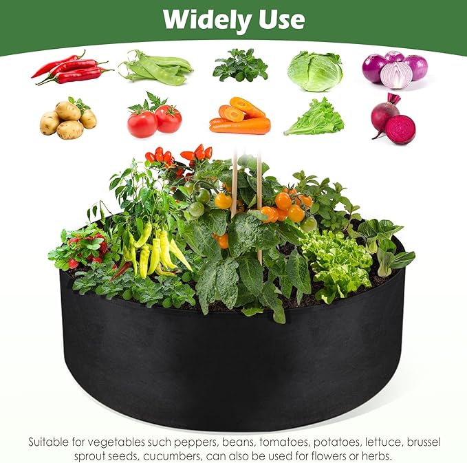 LBTING 2Pcs 50 Gallon Plant Grow Bags, Fabric Raised Planting Bed Heavy Duty Non-Woven Fabric Planter Pots for Garden Vegetables Flowers