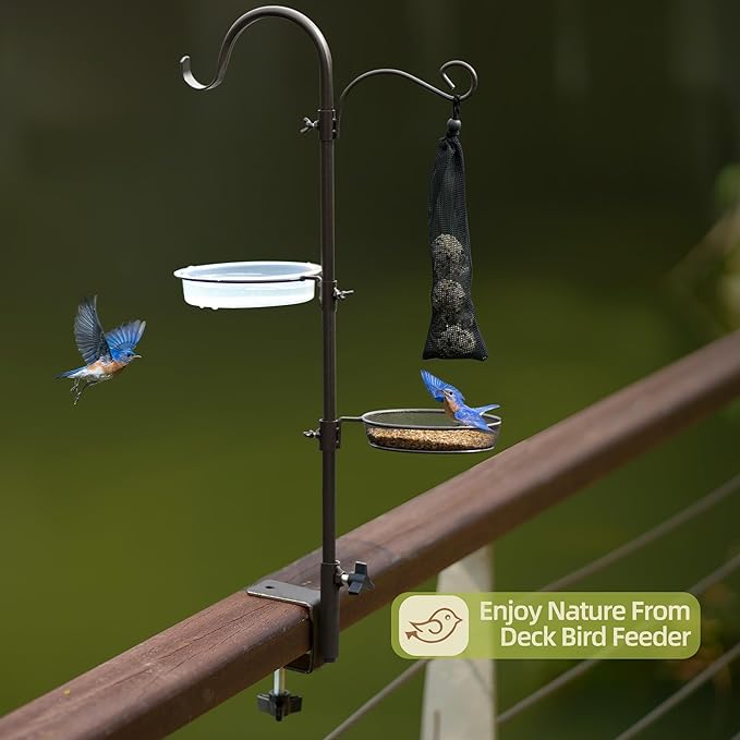 ERYTLLY Deck Hook Bird Feeder Pole Bird Feeder Porch Multi Hook Bird Feeding Station Kit Multi Feeder Hanging Kit Premium Bird Bath for Attracting Wild Birds Bird Feeder Planter Hanger