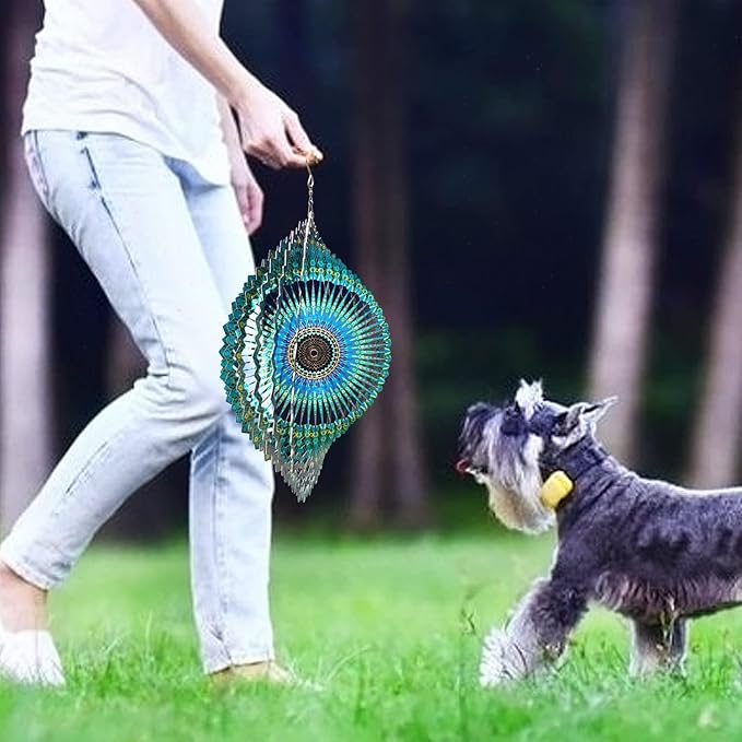 FONMY Wind Spinner Mandala Starry Sky 12 inch 3D Stainless Steel Laser Cut Metal Art Geometric Pattern - Hanging Wind Spinner, Kinetic Yard Art Decorations - Indoor/Outdoor Décor