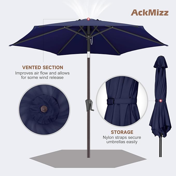 7.5ft Outdoor Patio Umbrella - Table Umbrella Waterprool UV Protection, Sombrillas de Patio with Push Button Tilt&Crank, Sun Umbrella for Pool, Porch, Garden, Deck, Backyard(Dark Blue)