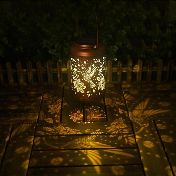 Hummingbird Solar Lanterns Outdoor Waterproof Hanging Solar Lights, Birthday Gifts for Women, Men, Mom, Mothers Day Gifts, Garden Decor for Outside, Patio, Outdoor, Yard, Lawn, Balcony