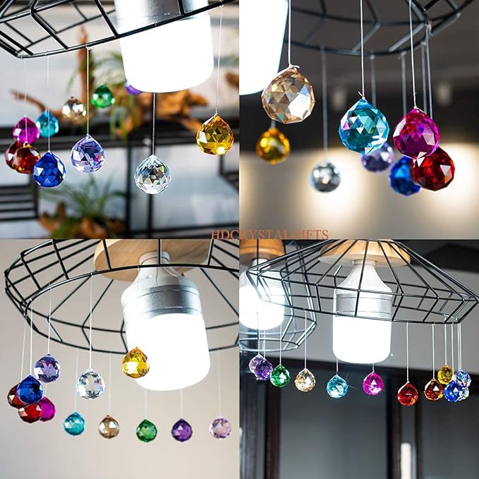15pcs Crystal Ball Prism 30mm Handmade Feng Shui Faceted Decor Rainbow Maker(Multi-Color)