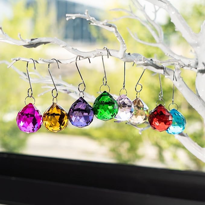 15pcs Crystal Ball Prism 30mm Handmade Feng Shui Faceted Decor Rainbow Maker(Multi-Color)