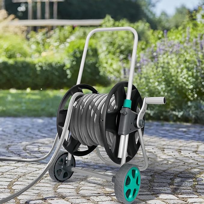 Garden Water Hose Reel Cart, Holds 100 Feet of 5/8 Inch Hose,Garden Water Pipe Holders Mobile Tools with 2 Wheels for Outside Watering
