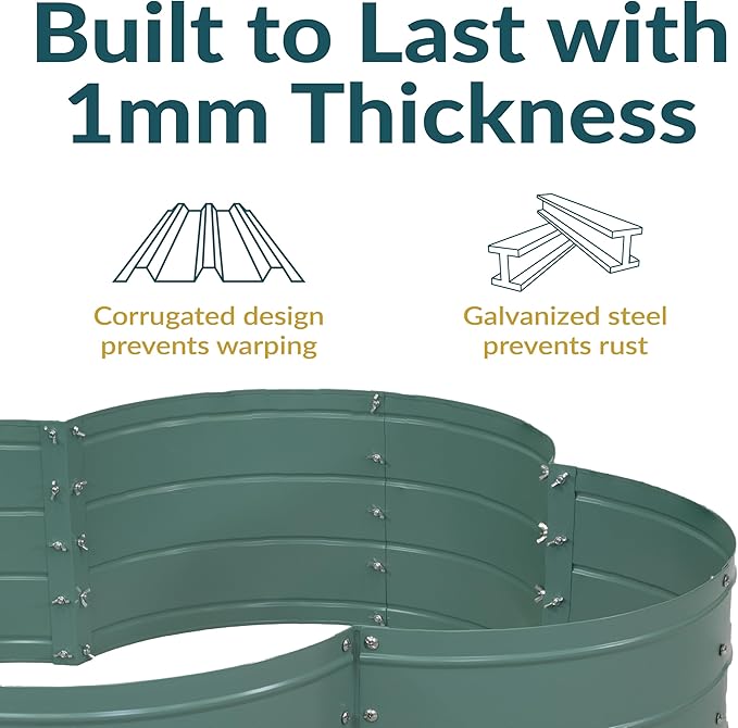 Sunnydaze Galvanized Raised Garden Bed - Metal Raised Bed for Gardening - Outdoor Planter Box for Flowers, Plants, and Vegetables - Green - 12” H Clover
