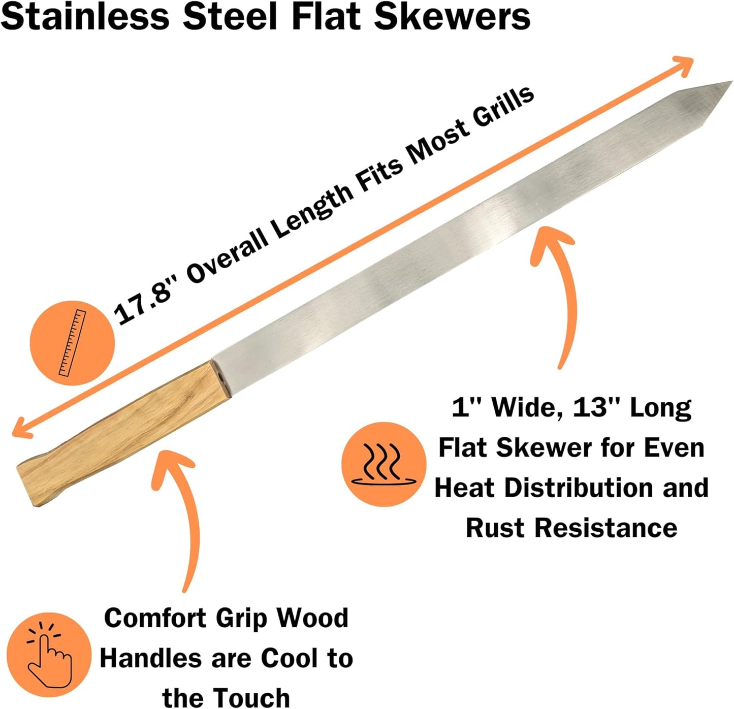 Stainless Steel Kebab Sword Grill Skewers, Holder Racks and Case Set - Great for Shish Kabob, BBQ, Kebobs, Churrasco, Picanha, Brazilian BBQ Sword Skewers, Roasting Sticks