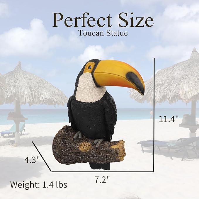 Toucan Tree Hugger Tree Decor Hanging Garden Statue 11.4 Inches High Multicolor Resin Tropical Animal Lawn Exotic Bird Sculpture Tree Decoration for Lawn Porch Yard Patio (Style 1)