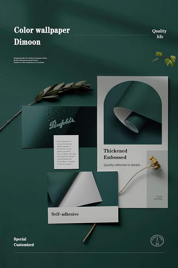 Dimoon 393''x17.7'' Green Peel and Stick Wallpaper Contact Paper Modern Self Adhesive Wall Paper Removable Renter Friendly Textured Solid Color Shelf Cabinet Vinyl Roll (393''x17.7'',Palegreen)