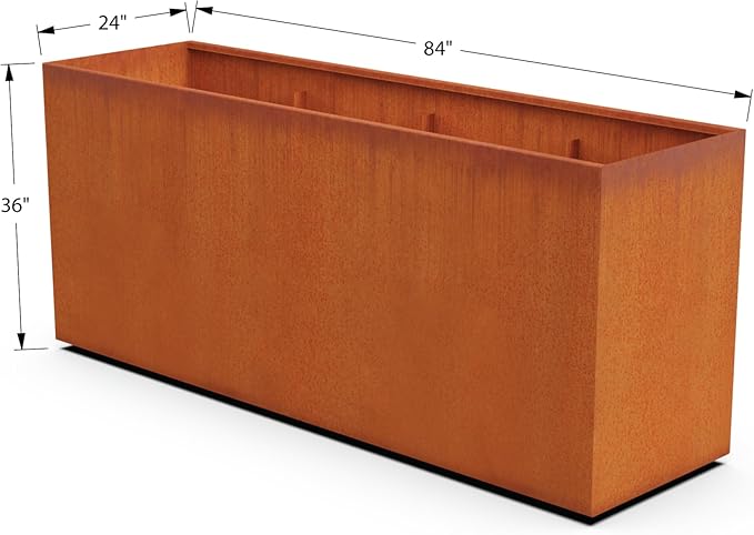 Corten Steel Planter Rectangle Outdoor Metal Garden Box Heavy Duty | Made in USA | Fully Assembled