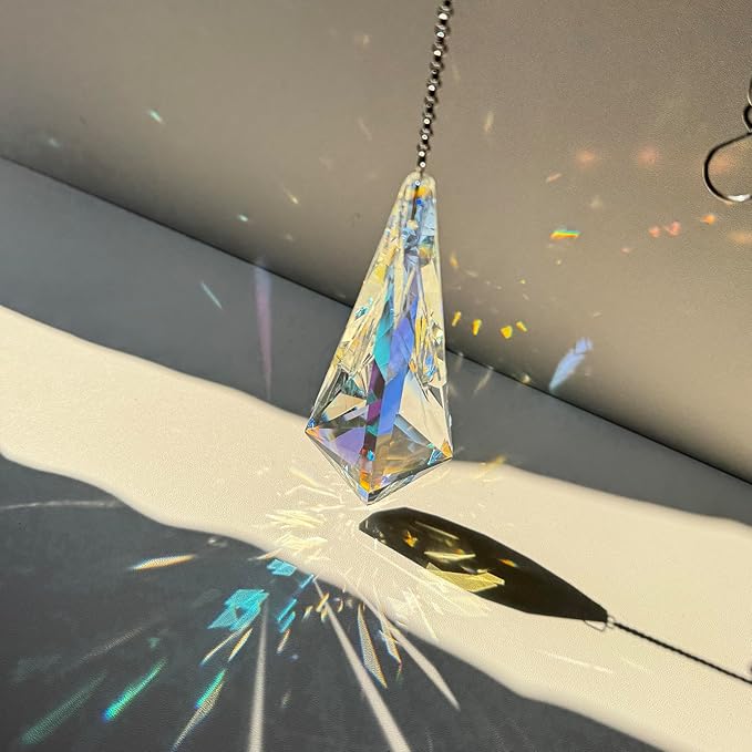 3PCS 5" Large Crystal Sun Catcher Prisms, Hanging Suncatchers with Glass Prism, Rainbow Maker for Room, Windows,Garden,Fantasy Aesthetic Home Decor. (YGBS02)