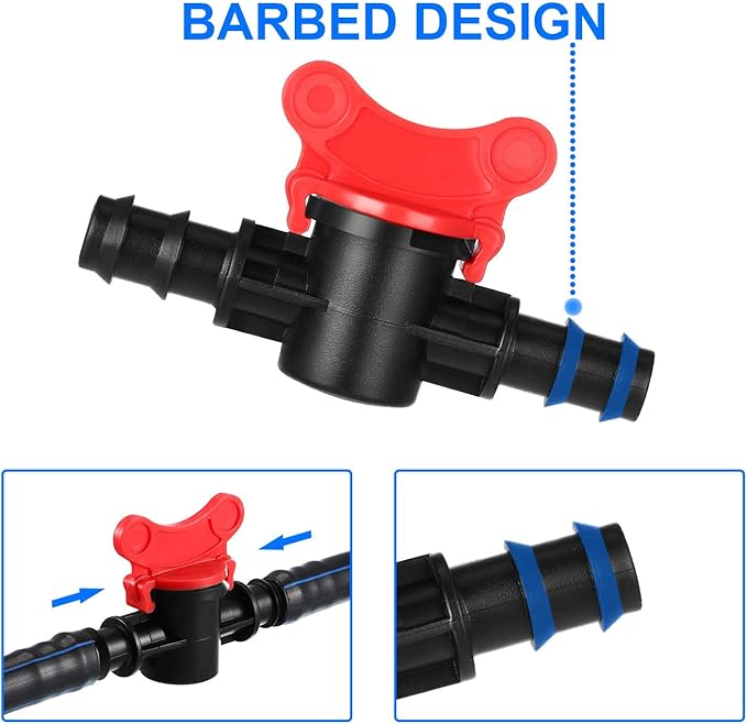 Drip Irrigation Switch Valve Gate Valves for 1/2 Inch Double Male Barbed Valve (4)