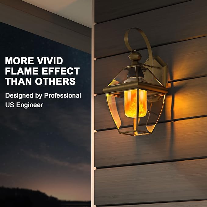 Hompavo 【Upgraded】 LED Flame Light Bulbs, 4 Modes Flickering Light Bulbs with Upside Down Effect, E26/E27 Base Flame Bulb for Halloween, Christmas, Indoor and Outdoor Decoration (White-2 Pack)