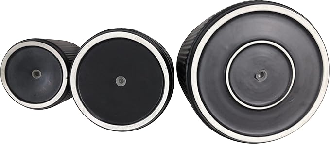 Amazon Basics Assorted Sizes Fluted Ceramic Round Planters, Set of 3, Black, 6-Inch, 8-Inch, 10-Inch