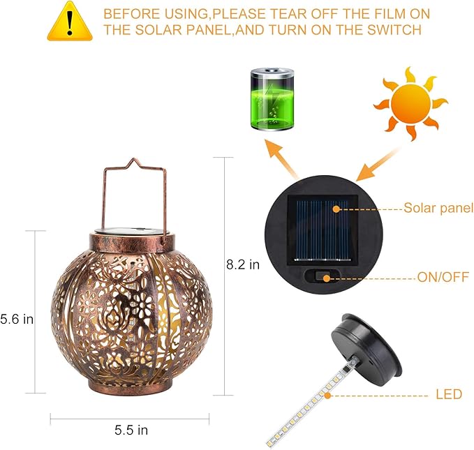 Solar Lanterns Outdoor Waterproof 2 Pack, Hanging Solar Lights for Outside Garden Decor, Decorative Moroccan Lanterns Garden Gifts for Women Mom, Yard, Patio, Porch Decorations