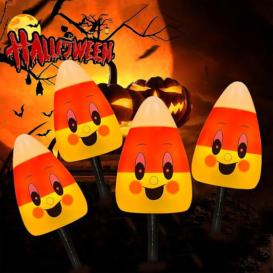 Halloween Pathway Lights Outdoor, 7Ft C7 LED Decorations String Lights With 4 Corncob Pathway Markers Stakes, UL Listed for Lawn, Garden, Yard, Walkway, Party Decor