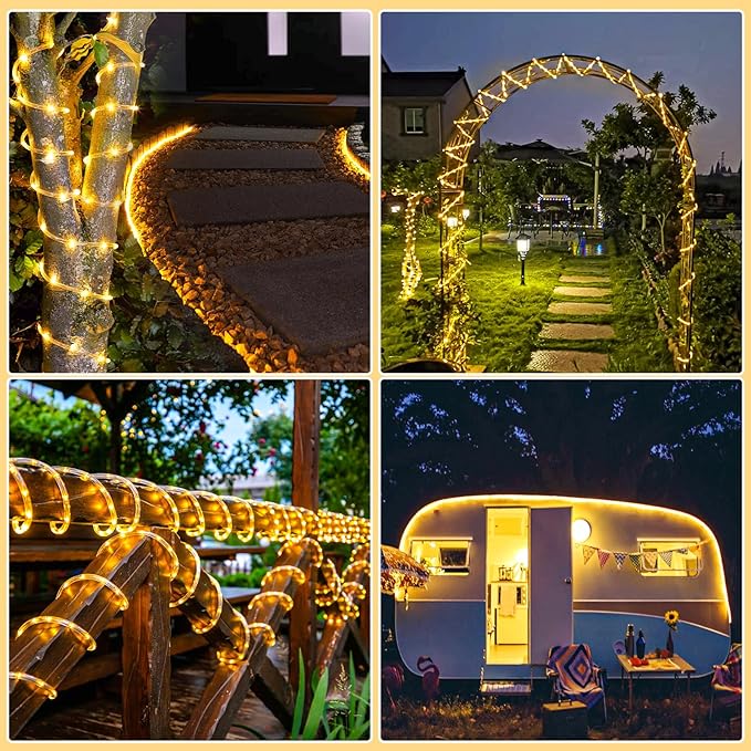 Rope Lights Outdoor, 100FT 300 LED Plug in Christmas Lights with Waterproof 8 Modes, Connectable String Twinkle Light for Indoor House Patio Garden Party Holiday Decorations, Warm White