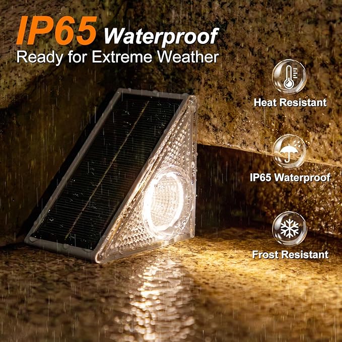 Ellasay Stair Lights Outdoor 12 Pack,10 Color Modes Solar Step Lights for Outside, Waterproof IP67 Solar Lights for Garden Stair,Patio,Deck,Yard,Front Step, Front Porch Decor