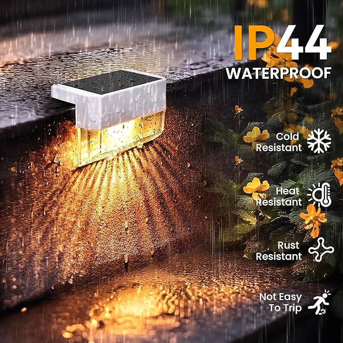 SOLPEX Solar Fence Lights Outdoor,Solar Deck Lights Waterproof Led Solar Lights for Outdoor Stairs,Step,Patio,Yard,Garden,Balcony and Porch,12 Pack Shell-Like Light Spots(White Shell,Warm White&RGB)