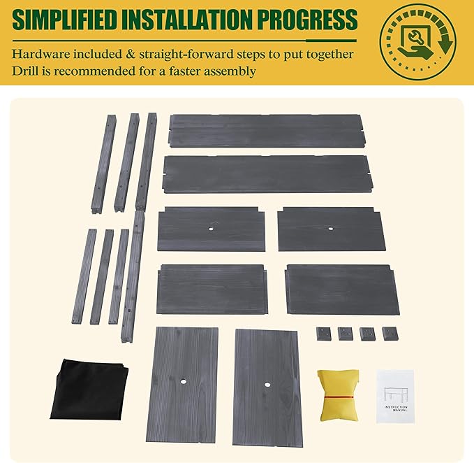 MUPATER 4x2FT Raised Garden Bed,Raised Garden Bed with Four Legs, Elevated Planter Box with Drainage Holes for Herbs, Flowers and Vegetables for Garden, Greenhous and Farm, Gray