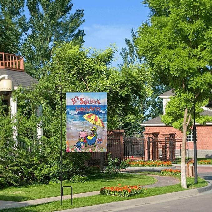 It'S 5 O'Clock Somewhere Garden Flag 28x40 Inch Outdoor Decoration Banner Spring Summer Tropical Beach House Flags Yard Farmhouse Garden Deco Indoor Sign, Colour 1-1