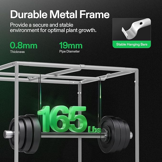 VIVOSUN G425 48"x24"x60" Grow Tent, 4x2 FT Advanced Gray Grow Tent with 19mm Poles, Observation Window and Floor Tray for Hydroponic Plants for VS2000