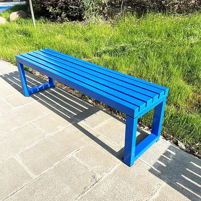 Weatherproof Metal Dining Bench, Outdoor Bench Backless Patio Bench 2-Person Farmhouse Bench Garden Bench for Kitchen, Living Room, Entryway(Blue,59in)