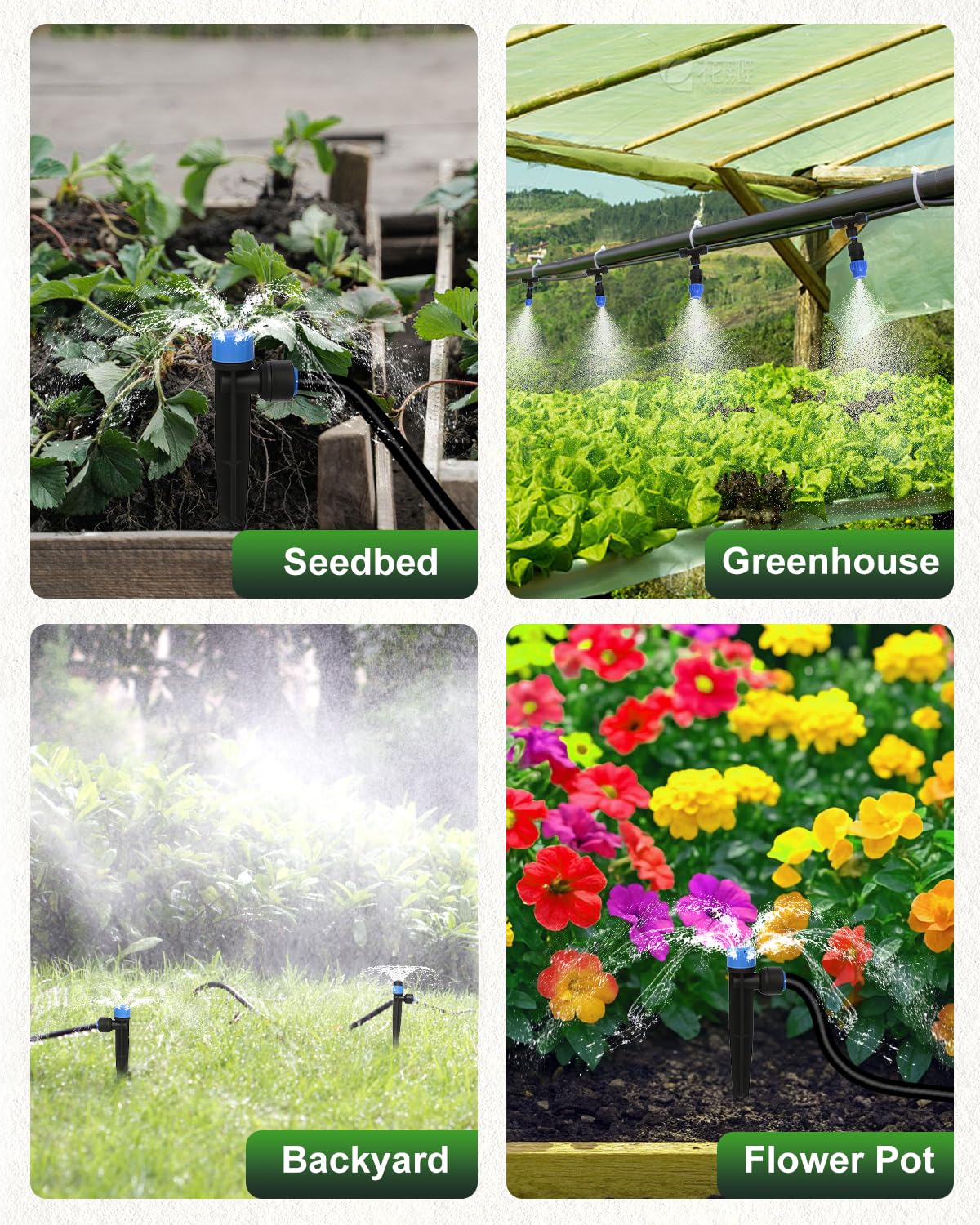 Breeze Touch 230ft Quick-Connect Drip Irrigation System, Automatic Garden Watering System with 1/2" & 1/4" Fast-Lock Tubing - Adjustable Nozzles & Sprinklers for Garden,Greenhouse, Lawn,Potted Plants