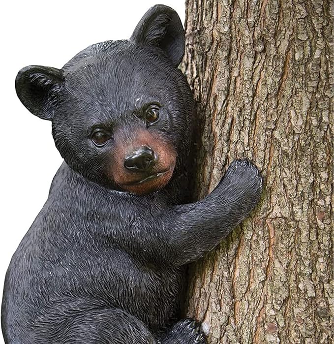 Bits and Pieces – Bear Cub Tree Hugger - Yard Decorations - Adorable Tree Sculpture - Outdoor Decoration - Garden Peeker Yard Art - 13-3/4" x 8"