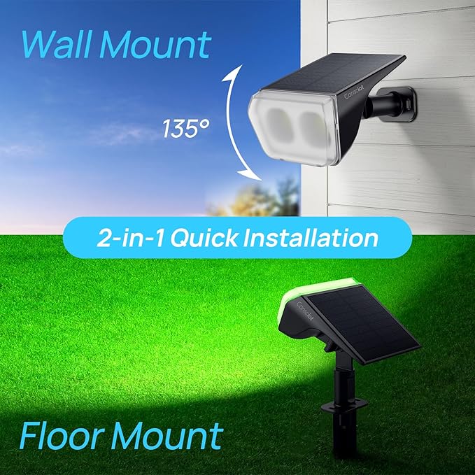 Consciot Solar Spot Lights Outdoor, 30 LED Waterproof Color Changing Solar Spotlight, 2 in 1 Adjustable Wall Lights, 10 Colors, Dusk-to-Dawn Solar Landscape Spotlights for Garden Yard Walkway, 6 Pack