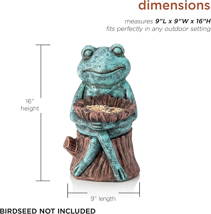 Alpine Corporation 16" Tall Indoor/Outdoor Frog with Flower Garden Statue Decoration, Multicolor