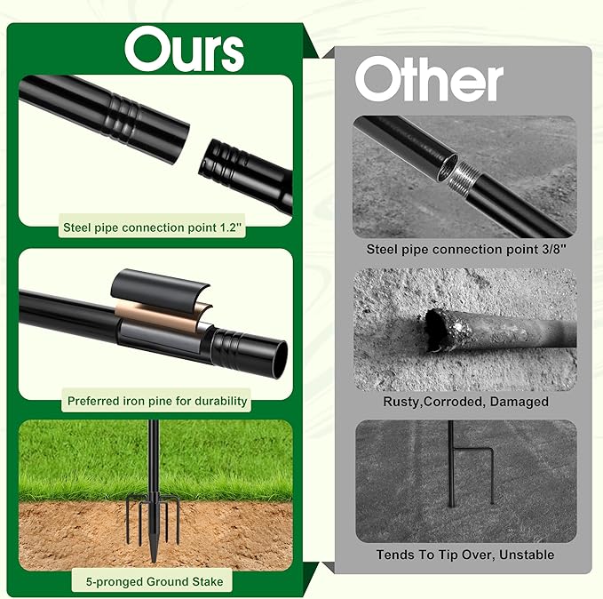 XDW-GIFTS Garden Flag Stand, Sturdy 2-Pack Flag Pole Holder with Shepherd Hook for Yard Decorations Outdoor Garden Flag Holder for 28''x40'' Flags 60 in Heavy Duty Yard Flag Post Stake (Without Flag)