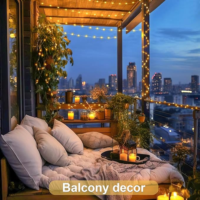 JMEXSUSS 2 Pack Solar String Lights Outdoor Waterproof, Each 33FT 100 LED Warm White Christmas Lights, Waterproof 8 Modes Copper Wire Solar Fairy Light for Outside Patio Tree Yard Garden Decorations