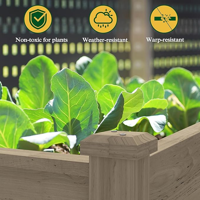 MUPATER 4'x2' Raised Garden Bed, Elevated Planter Box with Drainage Holes for Herbs and Vegetables, Raised Garden Bed with Four Legs for Garden, Patio and Greenhouse, Brown