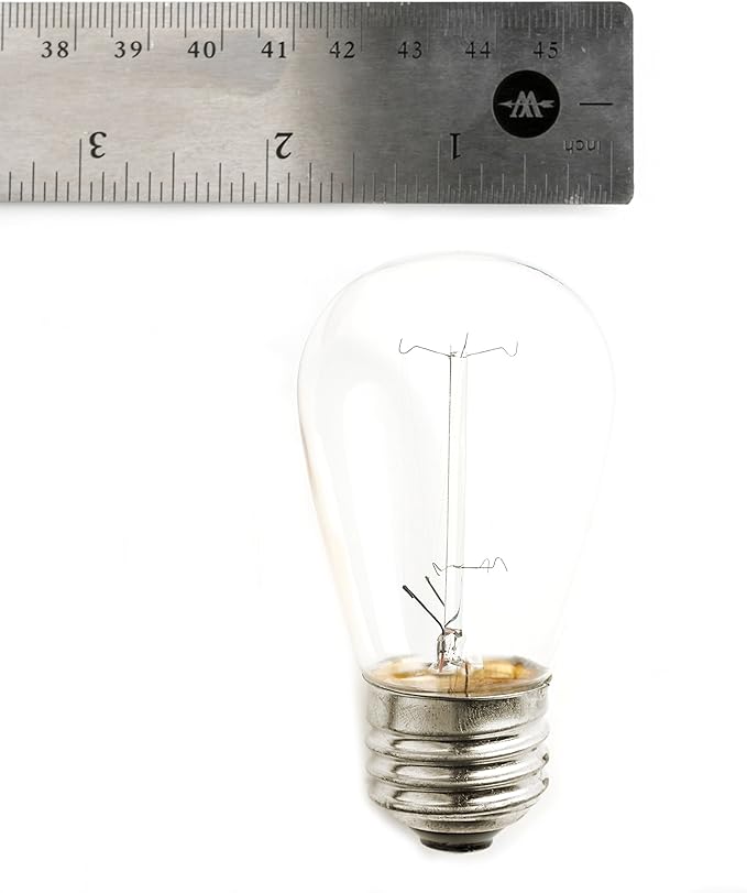 Hometown Evolution, Inc. E26 Outdoor Commercial String Lights with Suspended Socket for Weatherproof Heavy Duty Vintage Outside Lighting (S14 Lantern Edison 11 Watt Bulbs, 24 Foot 12 Socket)