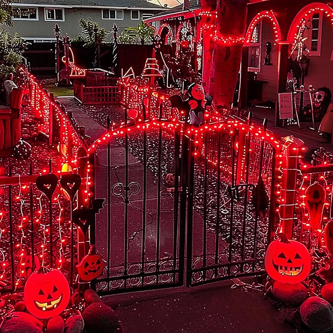 JMEXSUSS Red Christmas Lights Clear Wire, 66ft 200 LED Red Christmas String Lights Outdoor Indoor Plug in, 8 Modes Red String Twinkle Fairy Lights for Room Party Tree Decorations