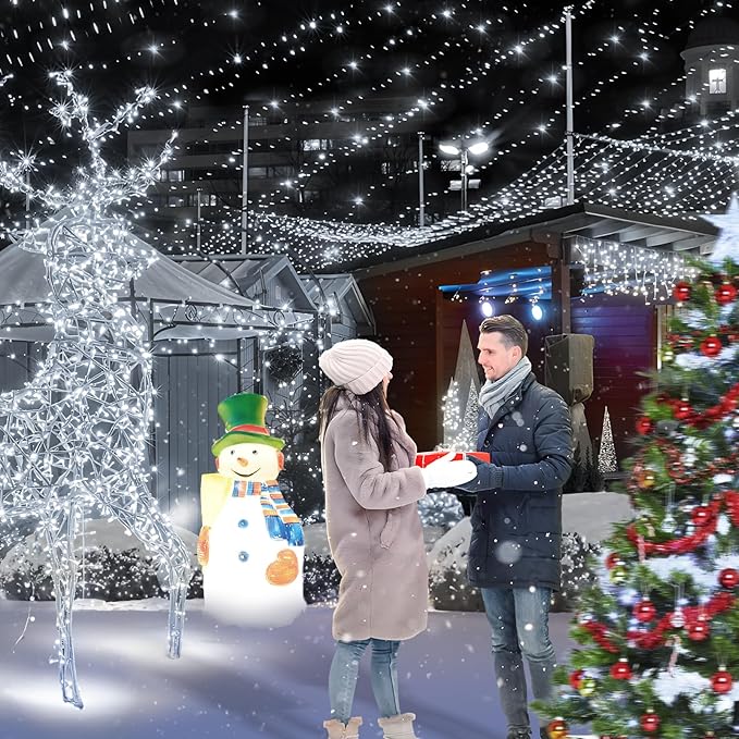 KNONEW 600ft 1500 LED String Lights Outdoor Christmas Lights 8 Modes & Timer Fairy Light Plug in Waterproof LED String Lights for Xmas Yard Tree Wedding Party Holiday Decorations (Cool White)