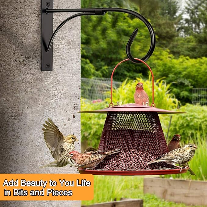 Wall Mount Plant Hanging Bracket, 11 Inches Hanging Plant Hook, Heavy Duty Rustic Decorative Metal Plant Hanger for Hanging Plant Flower Lantern Bird Feeder Wind Chimes (Set of 2)