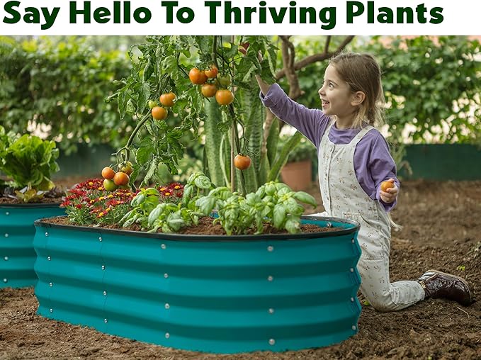 Galvanized Raised Garden Beds Outdoor // 4×2×1 ft Planter Raised Beds for Gardening, Vegetables, Flowers // Large Metal Garden Box (Turquoise)