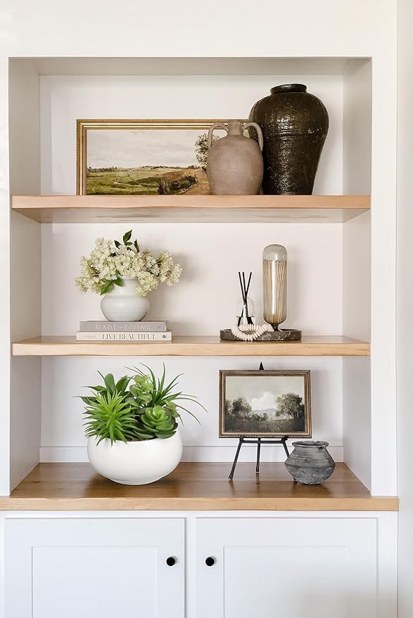 Fake Plants Artificial Succulents in Pots Faux Succulent Arrangement Potted Plant in White Ceramic Planter Bowl for Home Decor Office Desk Bathroom Shelf Living Room Indoor Decorations