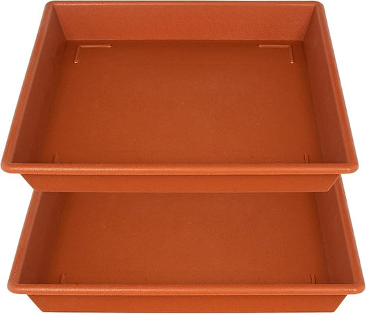 Square Plant Saucer 20 Inch 2 Pack, Large Plant Trays for Pots Heavy Duty Plastic Plant Saucers for Indoors Outdoors, Flower Pot No Holes Terracotta Plant Lover Gardening Gifts