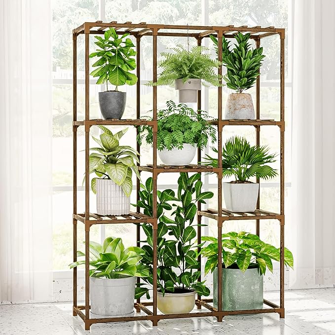 Plant Stand Indoor Outdoor Plant Shelf Tall Plant Stands Hanging Plant Holder Plant Decor Wood Plant Table for Plants in Living Room Garden Balcony