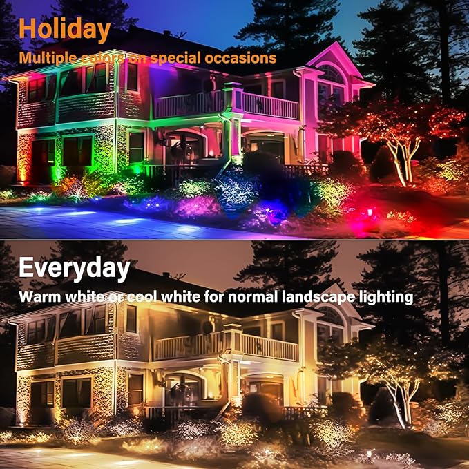RGBW Low Voltage Landscape Lights, 12V-24V Color Changing Landscape Lights with Remote Control Landscape Spotlights for Garden Yard Path Tree Decorative (6 Pack)