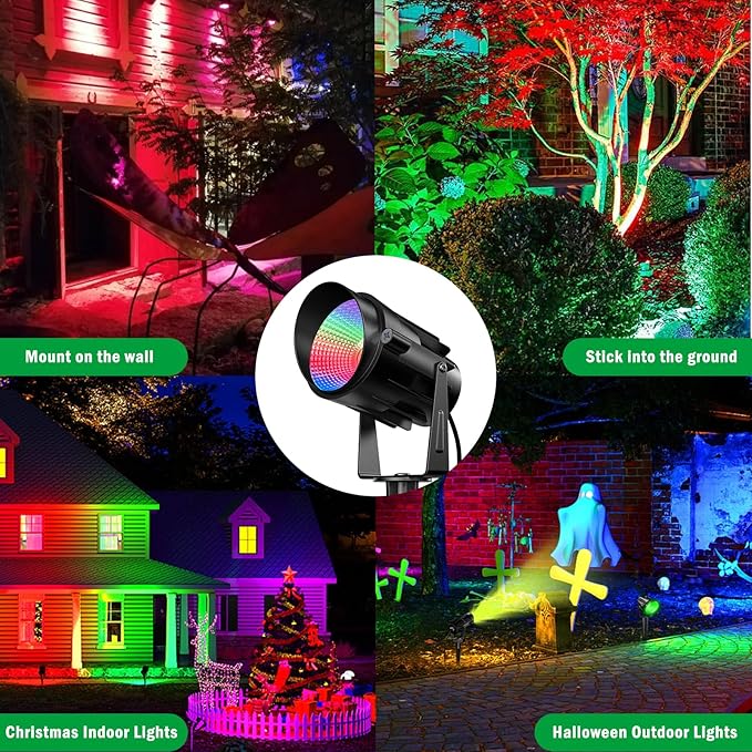 Spot Lights Outdoor for Yard, RGB Spotlight Outdoor 12W Color Changing Landscape Lighting with Remote Control Outdoor Spotlight Decorations Garden Patio 120V Waterproof Led Landscape Lights 2 Pack
