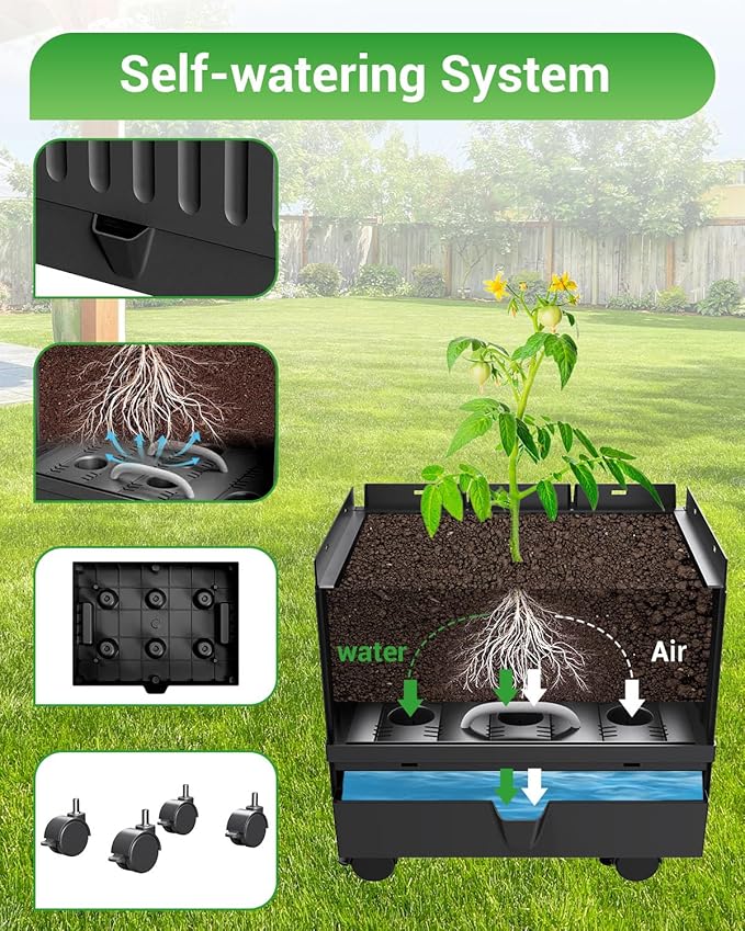 Tomato Planter Box with Trellis, 68.7" Tall Self Watering Tomato Cages for Climbing Vegetables Plant, Raised Garden Bed for Garden, Tomato Plant Support Pots for Patio Indoor Outdoor（68.7" ）